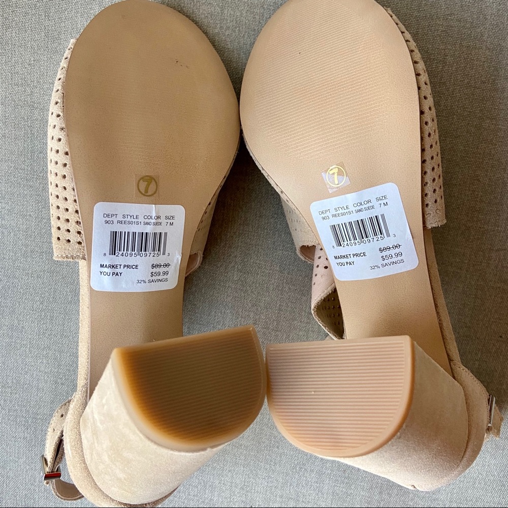 STEVE MADDEN Reese Sand Suede Cutout Sandals - Picture 7 of 8